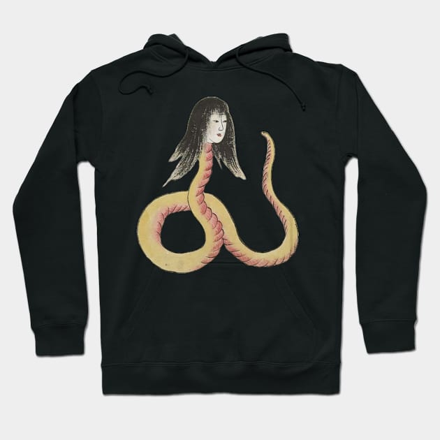 Snake Creature with Woman Head Japanese Yokai Art Folklore Hoodie by TV Dinners